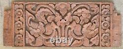 Large Antique Hand Carved Teak Wood Floral Panel from Thailand