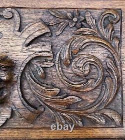 Large Antique Solid Oak Carved Wood Panel Carvings Framed 1890 14.5 X 11