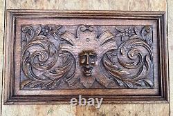 Large Antique Solid Oak Carved Wood Panel Carvings Framed 1890 14.5 X 11