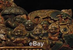 Large Carved Wood Entablature Panel Sridivi Favors Bali 19th c 36 91cm Balinese