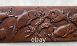 Large Carved Wood Panel Fish Art Deco Sea Vintage Antique Ocean Marine