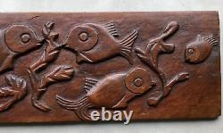 Large Carved Wood Panel Fish Art Deco Sea Vintage Antique Ocean Marine