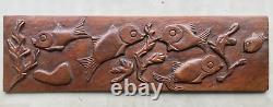 Large Carved Wood Panel Fish Art Deco Sea Vintage Antique Ocean Marine