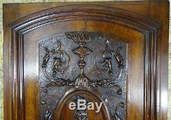 Large French Antique Architectural Carved Solid Walnut Wood Door Panel Griffin