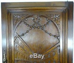 Large French Antique Architectural Carved Solid Walnut Wood Door Panel Venice