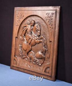 Large French Antique Carved Architectural Panel Door Solid Walnut Wood