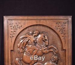 Large French Antique Carved Architectural Panel Door Solid Walnut Wood