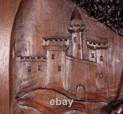 Large French Antique Deep Carved Architectural Panel Door Solid Walnut Wood