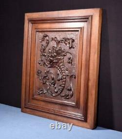 Large French Antique Framed Carved Architectural Panel Door Solid Walnut Wood