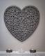 Large Grey Ornate Wooden Hand Carved Heart Wall Art Panel By Retreat 60cm X 60cm