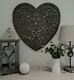 Large Grey Ornate Wooden Hand Carved Heart Wall Art Panel By Retreat 60cm X 60cm