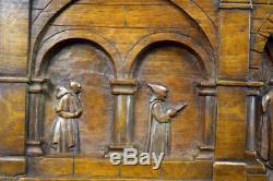 Large Hand Carved Wood Wall Panel of a Monastery Monk Carving