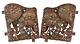 Large Pair Of Antique Chinese Wood Carving / Carved Panel W Foo Fu Dog, 19th C