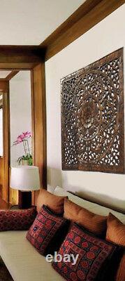 Large Sacred Fig Leaf Wood Carved Wall Panels. Asian Wood Wall Decor Plaque. 36