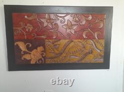 Large Size Hand Carved Wood Panel Wall Art Decor Floral Theme