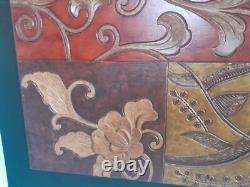 Large Size Hand Carved Wood Panel Wall Art Decor Floral Theme