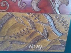 Large Size Hand Carved Wood Panel Wall Art Decor Floral Theme