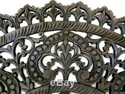 Large Teak Wood Wall Carving Thai Carved Wooden Lotus Plaque Relief Panels 35