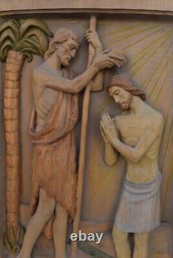 Large Wood Carved Baptistry Panel of the Baptism of Jesus (CU202) chalice co