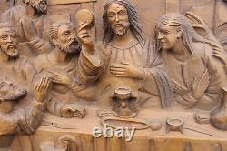 Large Wood carved religious wall panel relief last supper