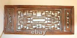 Large antique 18th century hand carved Chinese wooden wall panel sculpture art