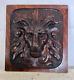 Lion Scroll Leaf Wooden Carved Panel French Antique Late 1800's Oak