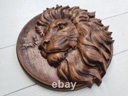Lion, carved panel of wood, painted, 1pc, Carved lion