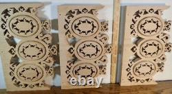 Lot of 3 unfinished natural Oak Wood Carved Wall Decor Panels Scroll Art 16x10x1