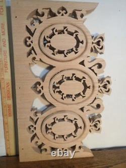 Lot of 3 unfinished natural Oak Wood Carved Wall Decor Panels Scroll Art 16x10x1