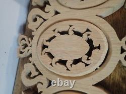 Lot of 3 unfinished natural Oak Wood Carved Wall Decor Panels Scroll Art 16x10x1