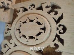 Lot of 3 unfinished natural Oak Wood Carved Wall Decor Panels Scroll Art 16x10x1