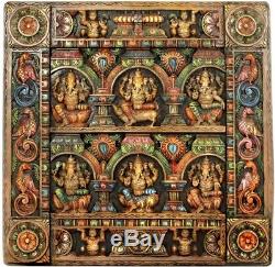Masterpiece Carved Ganesha Panel Wood Hand Craft 36.5 Jai God Hindu Art 28.8 KG