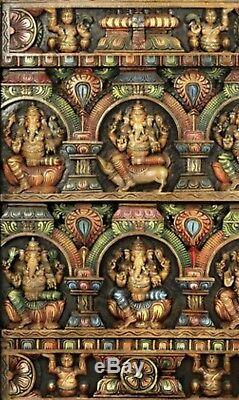 Masterpiece Carved Ganesha Panel Wood Hand Craft 36.5 Jai God Hindu Art 28.8 KG