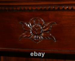 Matching Pair Of Lovely Ornately Carved Panelled Mahogany Library Bookcases