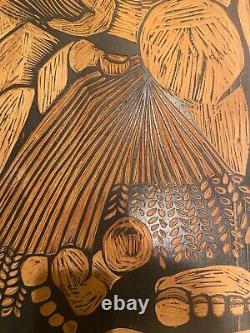 Mid Century South Pacific Carved Wood 2 Sided Panel Achitectural/Printmaking