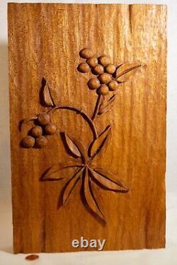 Mokihana Berry Carved Koa Wood Panel. Signed Wolfe. Hawaii 1972