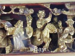 N759 ANTIQUE VINTAGE CHINESE GILT WOOD LACQUERED CARVED WOODEN PANEL b