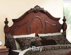 NEW Old World Style Cherry Brown 5 piece Bedroom Set with King Size Panel Bed IAAS
