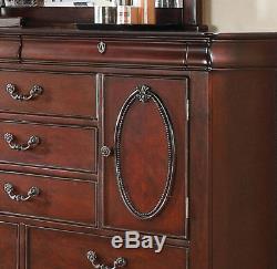 NEW Old World Style Cherry Brown 5 piece Bedroom Set with King Size Panel Bed IAAS