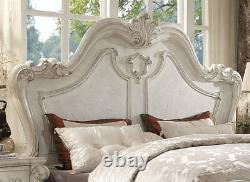 NEW Traditional Antique White 6 pieces Bedroom Suite w. King Panel Bed Set IAA4