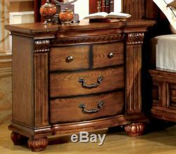 NEW Traditional Warm Brown Oak Bedroom Furniture 5pcs Queen Panel Bed Set ICAF