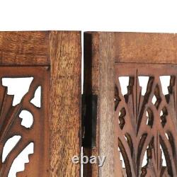 NNEVL Hand Carved 5-Panel Room Divider Brown 200x165 cm Solid Mango Wood