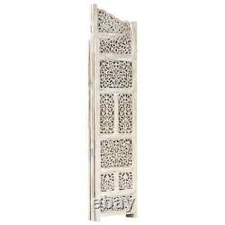 NNEVL Hand carved 4-Panel Room Divider White 160x165 cm Solid Mango Wood