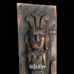 Nias Wood Panel Ancestor Figure Sculpture Primitive Carved Statue Tribal Art