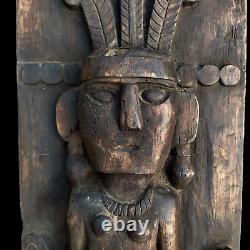 Nias Wood Panel Ancestor Figure Sculpture Primitive Carved Statue Tribal Art