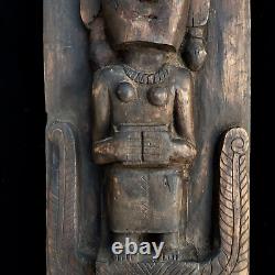 Nias Wood Panel Ancestor Figure Sculpture Primitive Carved Statue Tribal Art