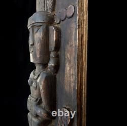 Nias Wood Panel Ancestor Figure Sculpture Primitive Carved Statue Tribal Art