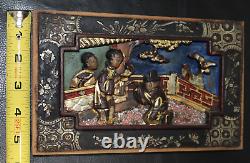 Nice Set of 4 Vintage Chinese 3D Carving Wood Panels Hanging Asian Antique