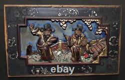 Nice Set of 4 Vintage Chinese 3D Carving Wood Panels Hanging Asian Antique