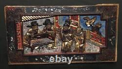 Nice Set of 4 Vintage Chinese 3D Carving Wood Panels Hanging Asian Antique